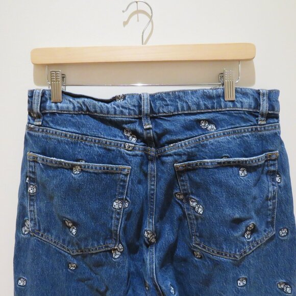 REFORMATION Dice Embroidery High Rise Straight Jeans Vegas Cropped Size 30 - Picture 14 of 16